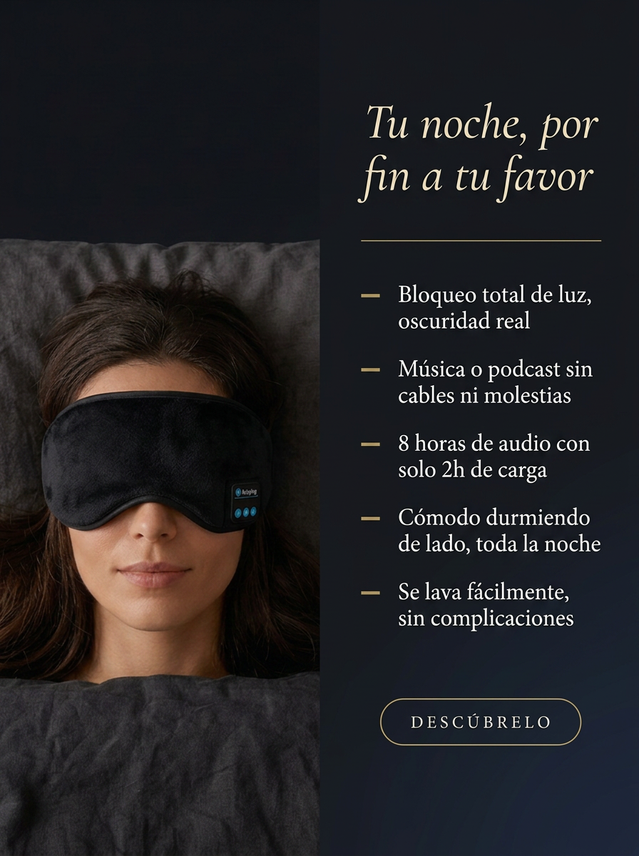 Antifaz de Desconexión – Bloqueo de Luz + Sonido Relajante para Dormir