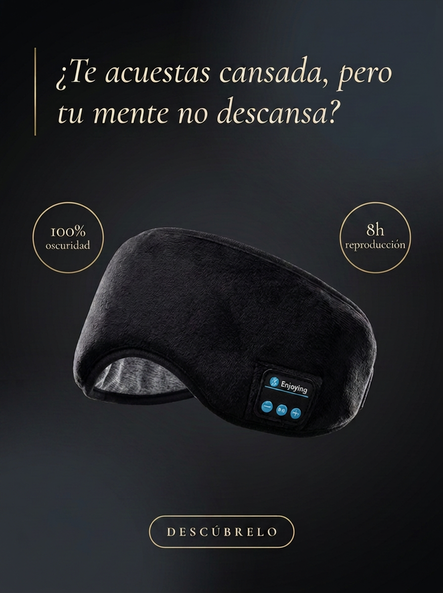 Antifaz de Desconexión – Bloqueo de Luz + Sonido Relajante para Dormir