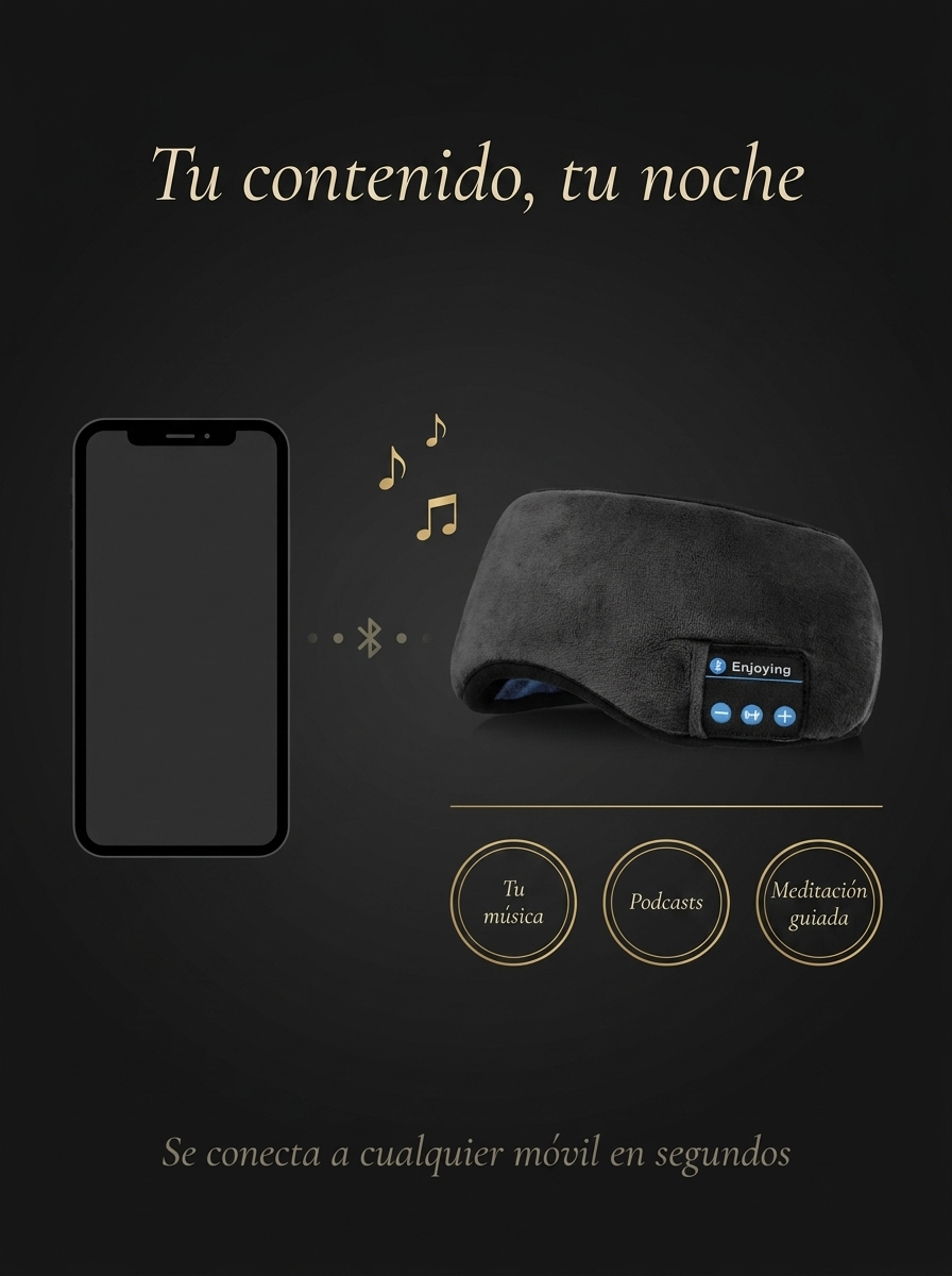 Antifaz de Desconexión – Bloqueo de Luz + Sonido Relajante para Dormir
